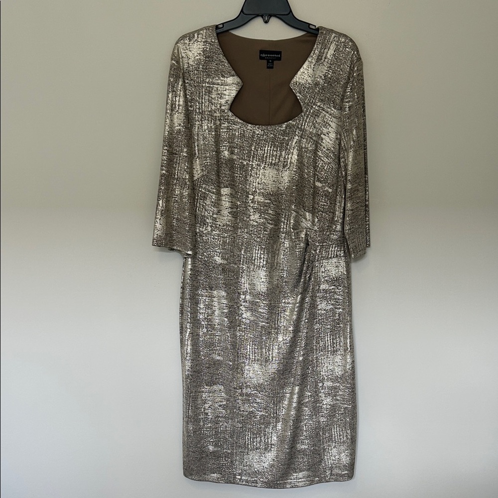 Shimmery Gold Metallic Cocktail Dress, Ruched